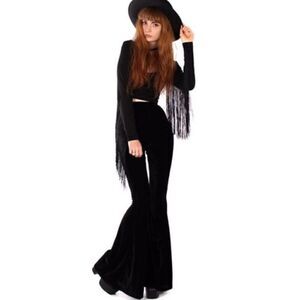NWT Brandy Melville Black Extreme Bell | Flare | Wide Leg Velvet Pant